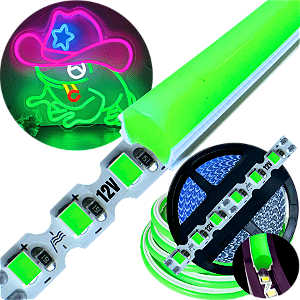 Neon Segunda Geração Flex + Fita Led 6mm Verde Puro Dobrável 12v 10w/mt 120led/mt Alto Brilho