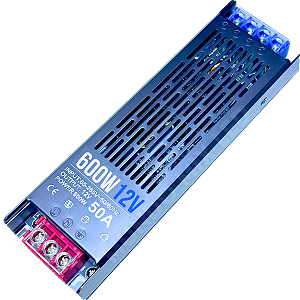 Fonte Slim 600W 50A 12v Metálica Fina Chaveada Alimentação 110v 220v P/ Cftv Leds