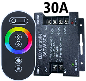 Controladora RGB Touch screen 360W 30A 12v-24v Comando Analógico P/ Fita leds