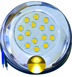 Luminária Refletor INOX P/ Piscinas Branco Quente 18W 12v IP68 125mm Rosca 1/2 21mm Prova D’água