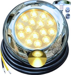 Luminária Refletor INOX P/ Piscinas Branco Quente 18W 12v IP68 125mm Rosca 1/2 21mm Prova D’água
