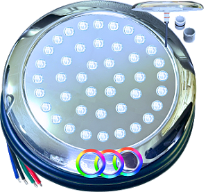 Luminária P/ Piscinas 35W LUZ RGB 12V IP68 210mm 4IN1 1/2 3/4 A Prova D’água Aço Inox