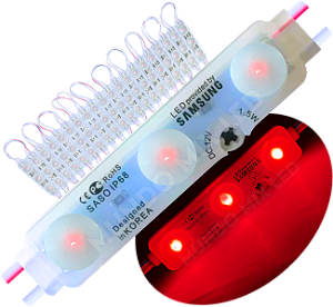Módulo Led 5830 Chip Samsung Coreano IP68 Vermelho Lente 170º 3-led 12v 7cm injetado