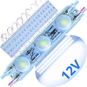 Mini Módulo Led Coreano IP68 6,5cm 2835 Branco Frio 8.000k 3-led 12v injetado lente 160º