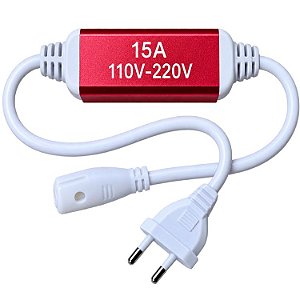 Conector Plug Vermelho 15A Para Mangueira Neon LED 8MM Suporta Ate 100mts Com Tomada
