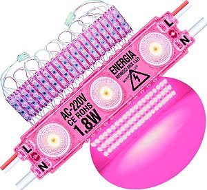 Módulo LED 2835 AC 220V 1,5W Branco QUENTE 3.000k CHIP independente 3-LEDs IP67 Direto Na Energia Injetado Lente 170º 227V P/ Luminosos