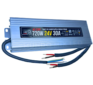 Fonte Blindada 720W 24V 30A AC-220V IP67 Prova Dagua Alimentação P/ Leds Cftv