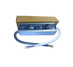 Fonte BLINDADA 24W 12V 2A IP67 Prova Dagua Premium 110V-220V Alimentação P/ LEDs 12Volts Cftv