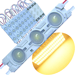Módulo LED Injetado 6011 1,5W 3-LEDs Branco Quente 3000k 6cm 12v Prova D’água IP67 Lente 160º