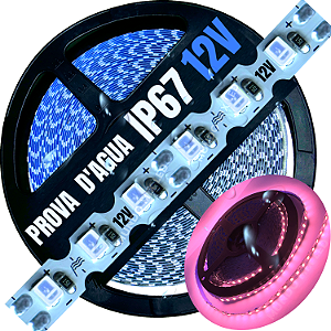Ultra Fita LED MALEÁVEL IP67 6MM Prova Dagua Rosa Pink 12V 8W 120LED /mt Zig Zag Faz Curvas 90º