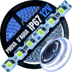 Ultra Fita LED MALEÁVEL IP67 6MM Prova Dagua Branco Frio 8.000k 12v 8W 120LED /mt Zig Zag Faz Curvas 90º