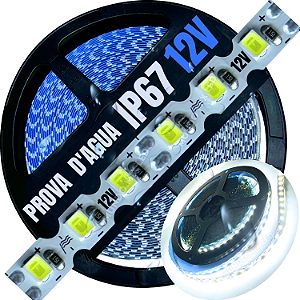 Ultra Fita LED MALEÁVEL IP67 6MM Prova Dagua Branco Puro 6.000k 12v 8W 120LED /mt Zig Zag Faz Curvas 90º