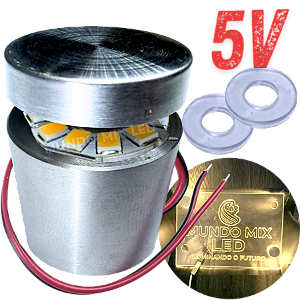 KIT Prolongador Aço Inox 25X25mm + LED 5V 3W BRANCO QUENTE 3W Para Desenhos Em Acrílicos Vidros