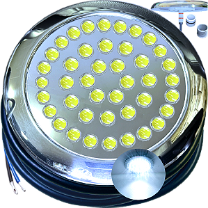 Luminária Refletor Branco Frio 35W 12V Mono Cromatica P/ Piscinas Lagos IP68 125mm Rosca Pressão 1/2 3/4 16mm 21mm 25mm A Prova D’água IP68