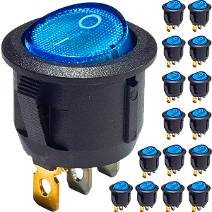 Chave Gangorra KCD1-106N AZUL Neon Redonda On Off 3-Terminais Botão Liga Desliga KCD1-106