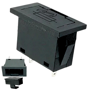 Porta Fusível BF020 5x20 Retangular Embutir Qualidade Premium Preto Bf-020