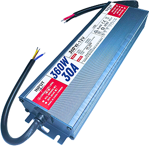 Fonte BLINDADA 360W 12V 30A IP67 VM Prova Dagua Premium 110V-220V Alimentação P/ LEDs 12Volts