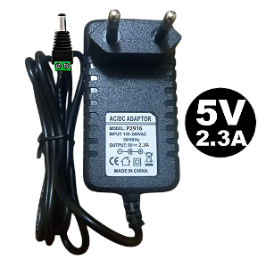 Fonte Plástica 5V 2.3A COD: P2916 Eletrônica Alimentação 110V-220V P/ LEDs Roteadores 2,3A 5Volts