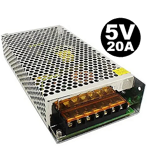Fonte Metálica Colmeia 5V 100W 20A 5Volts Chaveada Alimentação 110V-220V P/ LEDs 5V