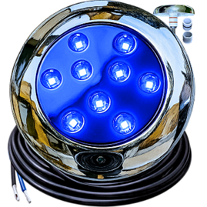 Luminária P/ Piscinas 12W LUZ AZUL 12V MONO IP68 80mm 4IN1 1/2 3/4 A Prova D’água AÇO INOX