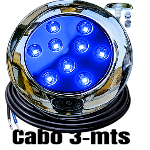 Luminária P/ Piscinas 12W LUZ AZUL 12V MONO IP68 80mm 4IN1 1/2 3/4 A Prova D’água AÇO INOX