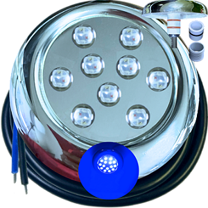 Luminária P/ Piscinas 12W LUZ AZUL 12V MONO IP68 80mm 4IN1 1/2 3/4 A Prova D’água AÇO INOX