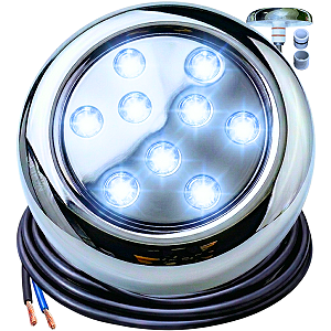 Luminária P/ Piscinas 12W LUZ Branco FRIO 12V MONO IP68 80mm 4IN1 1/2 3/4 A Prova D’água AÇO INOX