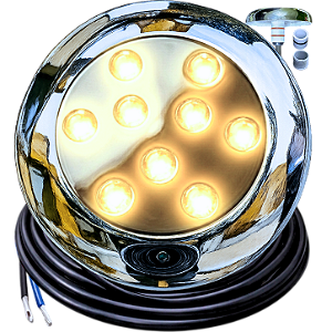 Luminária P/ Piscinas 12W LUZ Branco QUENTE 12V MONO IP68 80mm 4IN1 1/2 3/4 A Prova D’água AÇO INOX