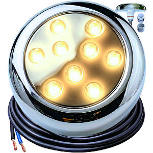 Luminária P/ Piscinas 12W LUZ Branco QUENTE 12V MONO IP68 80mm 4IN1 1/2 3/4 A Prova D’água AÇO INOX