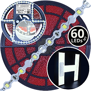 Ultra Fita LED Maleável 60-LEDs 6,48W /MT 12V 6500k Branco PURO ZIG ZAG 6,5mm IP67 S A Prova Dagua Curvas 90º 6,5Watts 60LEDs