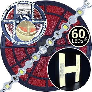 Ultra Fita LED Maleável 60-LEDs 6,48W /MT 12V 4500k Branco MORNO ZIG ZAG 6,5mm IP67 S A Prova Dagua Curvas 90º 6,5Watts 60LEDs