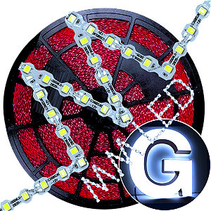 Ultra Fita LED Maleável 108-LEDs 6,48W /MT 12V 8000k Branco FRIO ZIG ZAG 6,5mm IP67 S A Prova Dagua Curvas 90º 6,5Watts 108LEDs