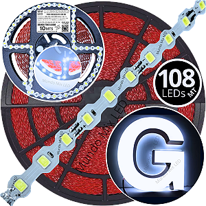 Ultra Fita LED Maleável 108-LEDs 6,48W /MT 12V 8000k Branco FRIO ZIG ZAG 6,5mm IP67 S A Prova Dagua Curvas 90º 6,5Watts 108LEDs