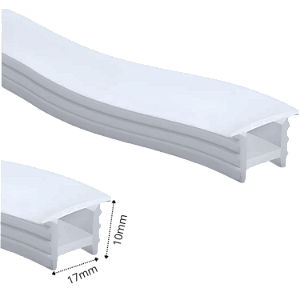 Perfil de Silicone Flexível Embutir 17x10mm Para Fita LED - OBS: FITA LED Não Inclusa