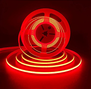 Fita LED COB 360LEDs 12V Vermelho 12W /MT IP20 Alto Brilho P/ Perfil Sanca 12Volts