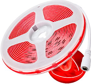 Fita LED COB 360LEDs 12V Vermelho 12W /MT IP20 Alto Brilho P/ Perfil Sanca 12Volts