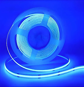 Fita LED COB 360LEDs 12V AZUL 12W /MT IP20 Alto Brilho P/ Perfil Sanca 12Volts
