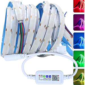 Fita LED RGB COB 24V Analógica 576LEDs 4F IP20 15W /MT 24V + CONTROLADOR BLUETOOTH