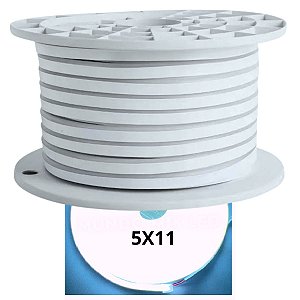Mangueira 5X11 Neon LED 12V 50MTS 5X11mm Branco Frio 6500k 10w/mt Flexível 12volts