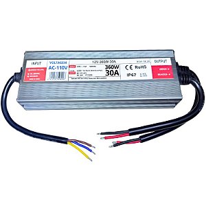 Fonte Blindada VM 110V 360W 12V 30A ( AC-110V ) IP67 Prova Dagua 127V Voltagem única P/ LEDs Cftv