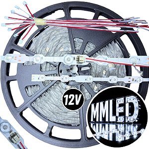 Fita LED TS-24 ( 12V ) 10.000K Maleável 24LEDs 16W /mt C/ Lente 180º 12MM Branco Morno 10000k ZIG ZAG IP67 S A Prova Dagua Curvas 90º 16Watts TS24 12Volts Iluminação Lateral 180°