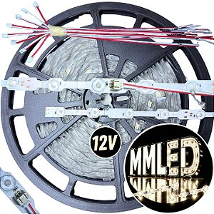 Fita LED TS-24 ( 12V ) 4.000K Maleável 24LEDs 16W /mt C/ Lente 180º 12MM Branco Morno 4.000k ZIG ZAG IP67 S A Prova Dagua Curvas 90º 16Watts TS24 12Volts Iluminação Lateral 180°