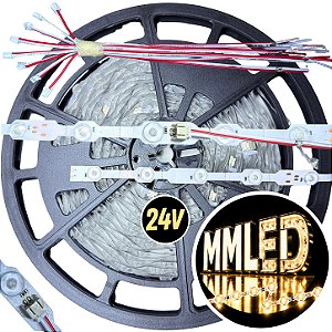 Fita LED TS-24 ( 24V ) 3.200K Maleável 24LEDs 16W /mt C/ Lente 180º 12MM Branco Quente 3200k ZIG ZAG IP67 S A Prova Dagua Curvas 90º 16Watts TS24 24Volts Iluminação Lateral 180°