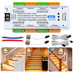 Controlador Escada 500W 32 Canais 12V / 24V Luz Inteligente Controle V2-Step-1002