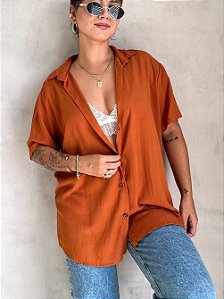 CAMISA OVERSIZED JACQUE MARROM MASCAVO