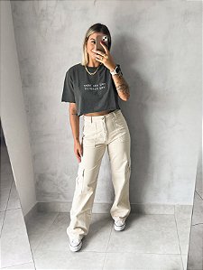 CALÇA CARGO PANTALONA PRETA - Camila Boletti Moda Feminina