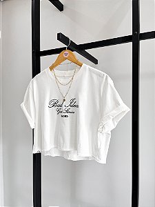 T-shirt cropped básico branco Kate