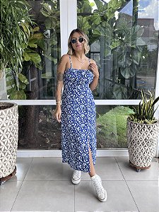 VESTIDO MIDI FLORAL AZUL