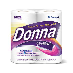 Papel Toalha Donna Folha Dupla Pacote C/2 Rolos