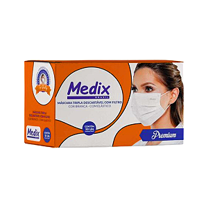 Máscara Tripla Descartável Com Filtro Branca C/50 Medix